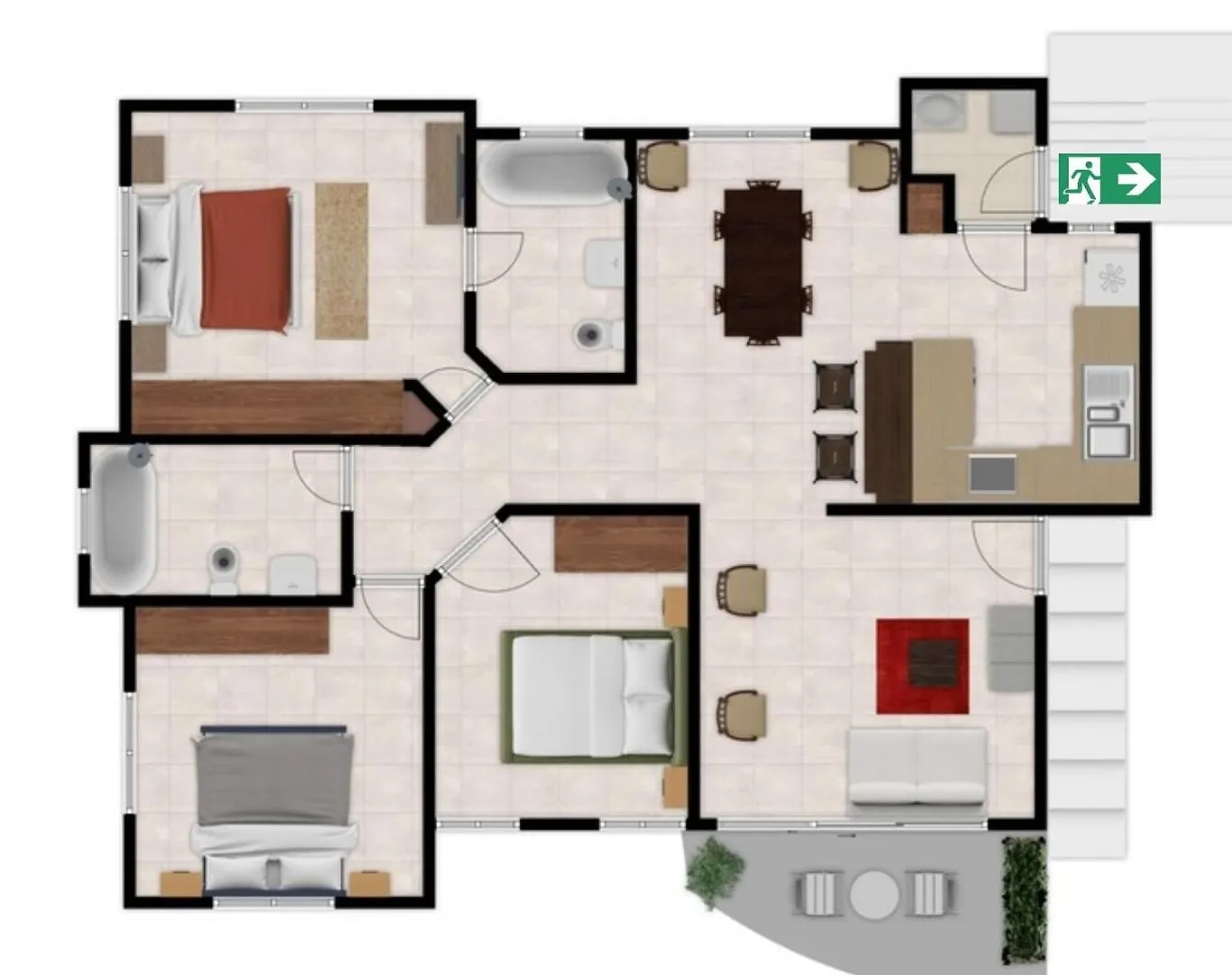 Three-Bedroom Apartment 1